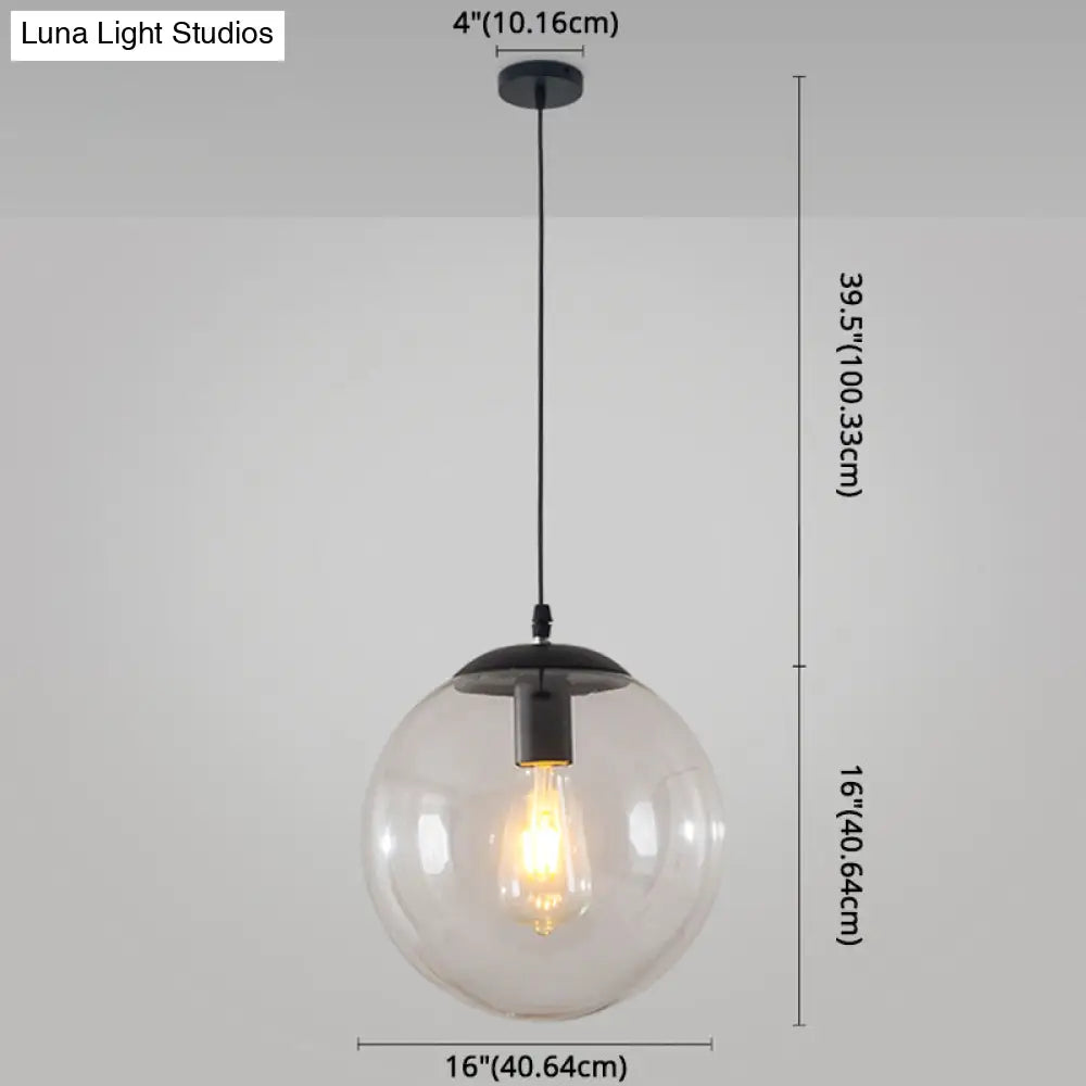 Minimalist 1-Light Pendant Light Bubble Transparent Glass Ball Shade With 39 Hanging Wire