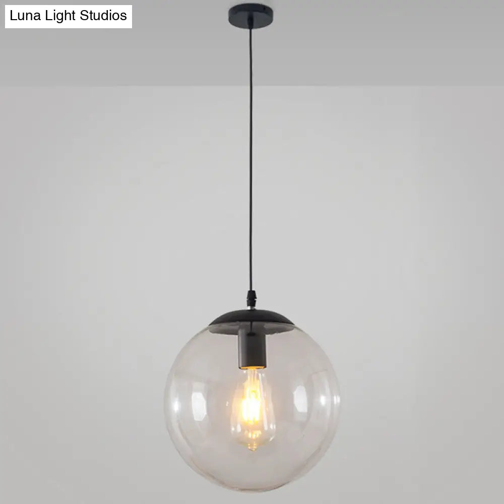 Minimalist 1-Light Pendant Light Bubble Transparent Glass Ball Shade With 39 Hanging Wire Black / 14