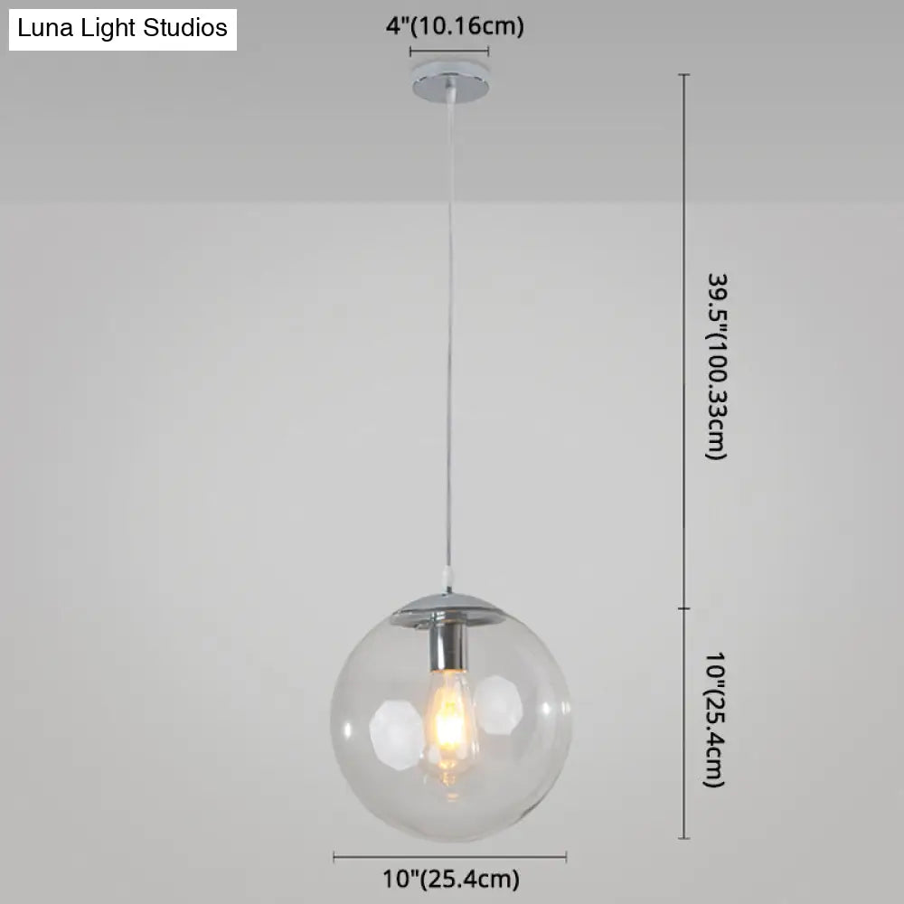 Minimalist 1-Light Pendant Light Bubble Transparent Glass Ball Shade With 39 Hanging Wire