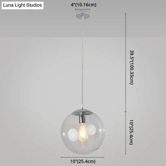 Minimalist 1-Light Pendant Light Bubble Transparent Glass Ball Shade With 39 Hanging Wire