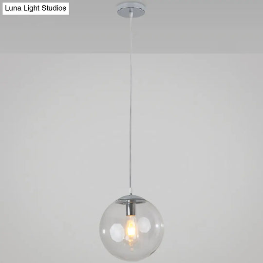 Minimalist 1-Light Pendant Light Bubble Transparent Glass Ball Shade With 39 Hanging Wire Silver / 6