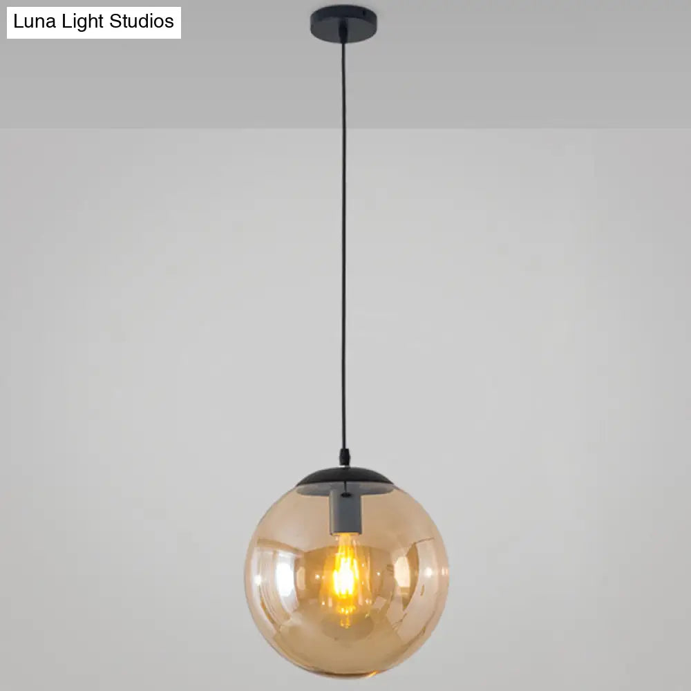 Minimalist 1-Light Pendant Light Bubble Transparent Glass Ball Shade With 39 Hanging Wire Amber / 10