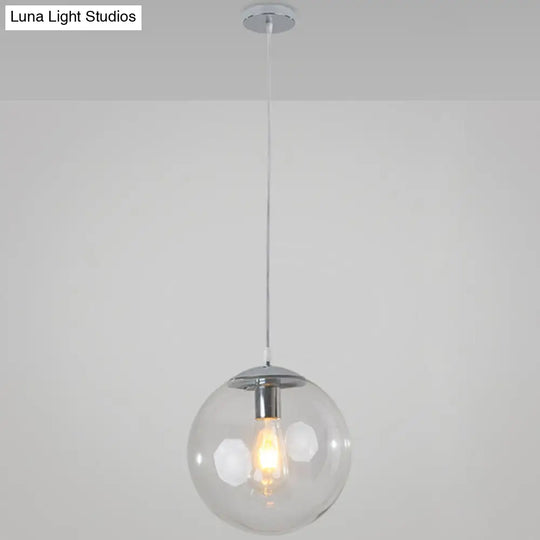 Minimalist 1-Light Pendant Light Bubble Transparent Glass Ball Shade With 39 Hanging Wire Silver /