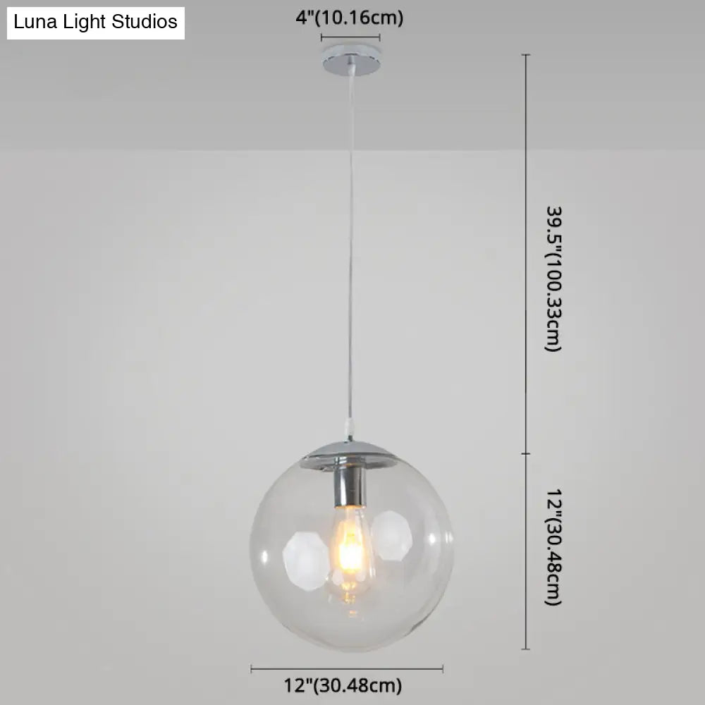 Minimalist 1-Light Pendant Light Bubble Transparent Glass Ball Shade With 39 Hanging Wire