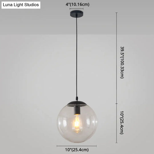 Minimalist Transparent Glass Ball Pendant Light With 39’ Hanging Wire