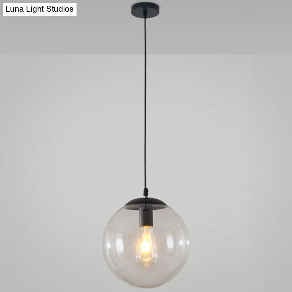 Minimalist 1-Light Pendant Light Bubble Transparent Glass Ball Shade With 39 Hanging Wire Black / 10
