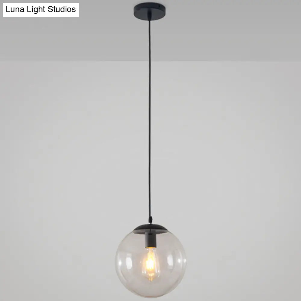 Minimalist 1-Light Pendant Light Bubble Transparent Glass Ball Shade With 39 Hanging Wire Black / 6