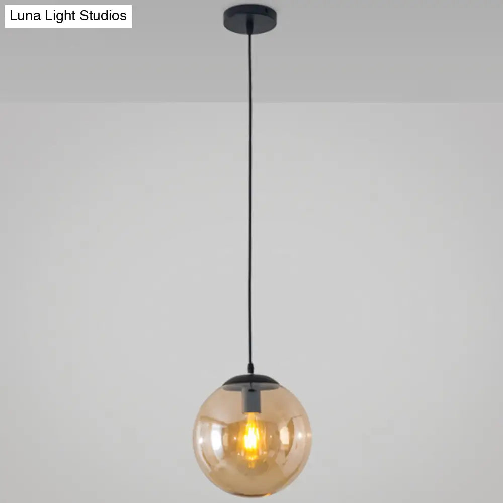 Minimalist 1-Light Pendant Light Bubble Transparent Glass Ball Shade With 39 Hanging Wire Amber / 6