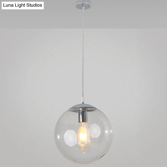 Minimalist 1-Light Pendant Light Bubble Transparent Glass Ball Shade With 39 Hanging Wire Silver /