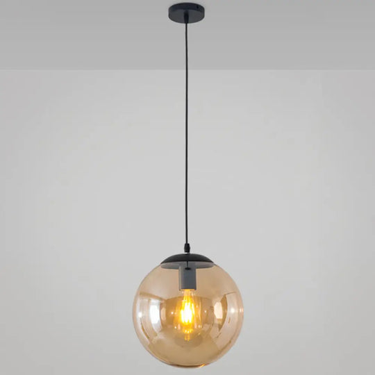 Minimalist Transparent Glass Ball Pendant Light With 39’ Hanging Wire Amber / 10’