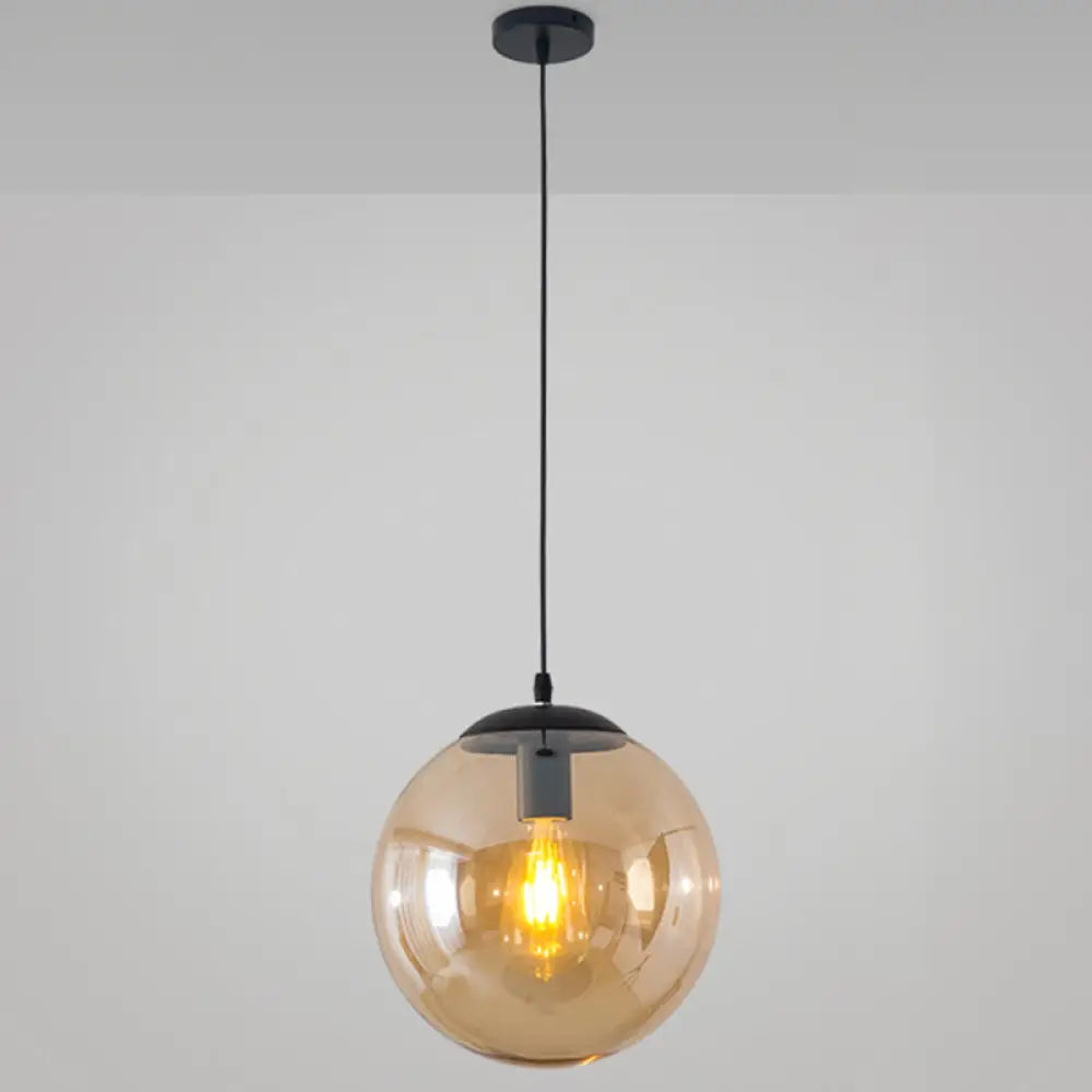 Minimalist Transparent Glass Ball Pendant Light With 39’ Hanging Wire Amber / 12’