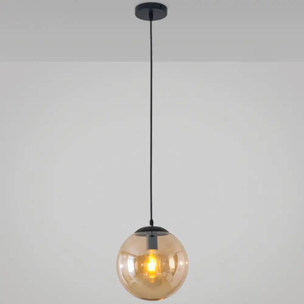 Minimalist Transparent Glass Ball Pendant Light With 39’ Hanging Wire Amber / 6’