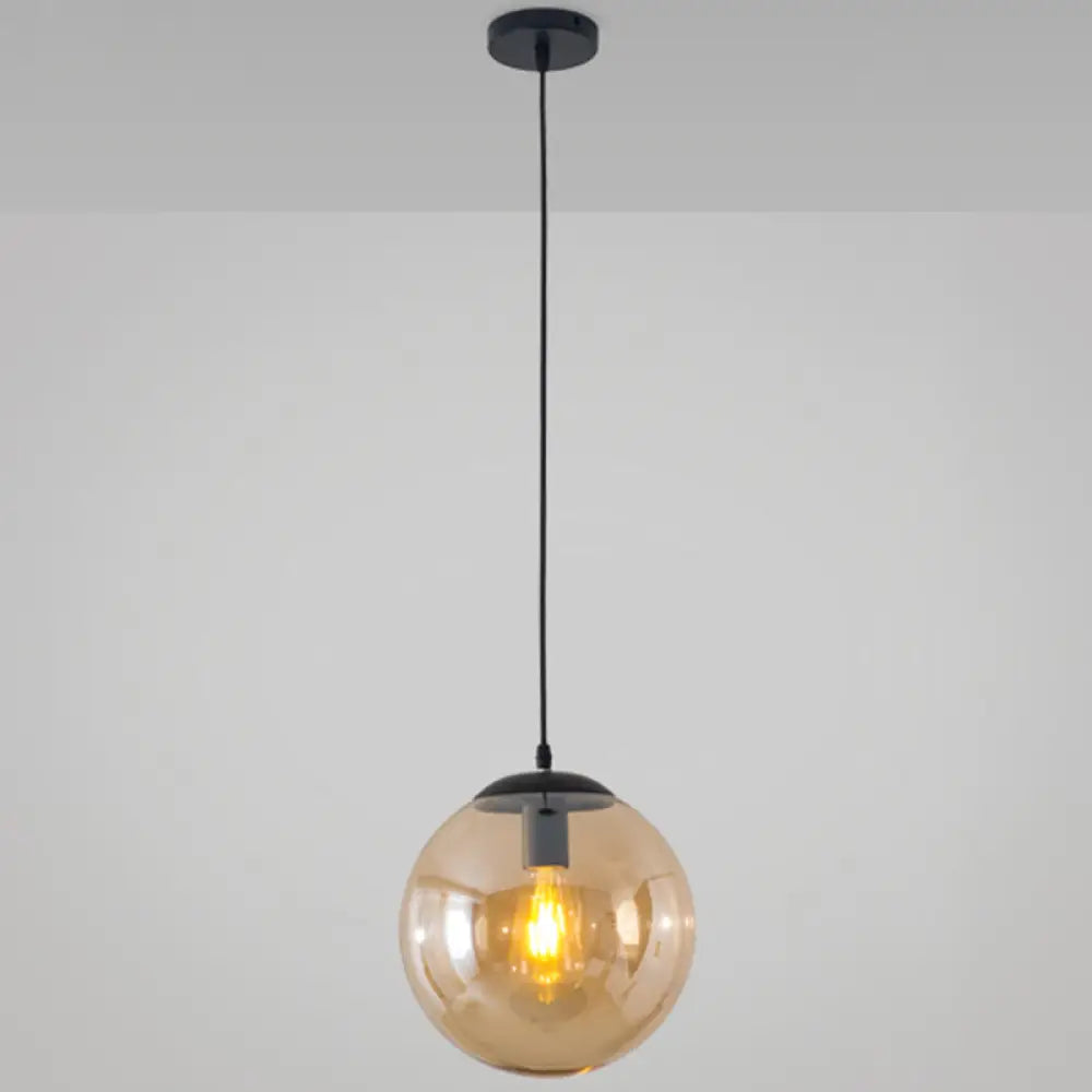 Minimalist Transparent Glass Ball Pendant Light With 39’ Hanging Wire Amber / 8’