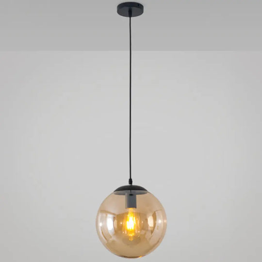 Minimalist Transparent Glass Ball Pendant Light With 39’ Hanging Wire Amber / 8’