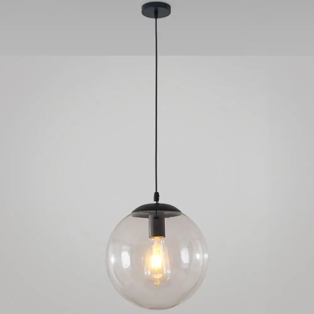 Minimalist Transparent Glass Ball Pendant Light With 39’ Hanging Wire Black / 12’