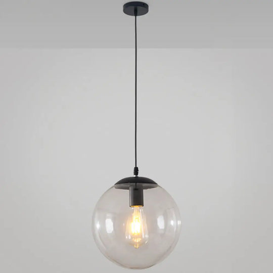 Minimalist Transparent Glass Ball Pendant Light With 39’ Hanging Wire Black / 12’