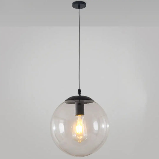 Minimalist Transparent Glass Ball Pendant Light With 39’ Hanging Wire Black / 16’