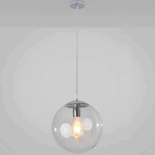 Minimalist Transparent Glass Ball Pendant Light With 39’ Hanging Wire Silver / 12’