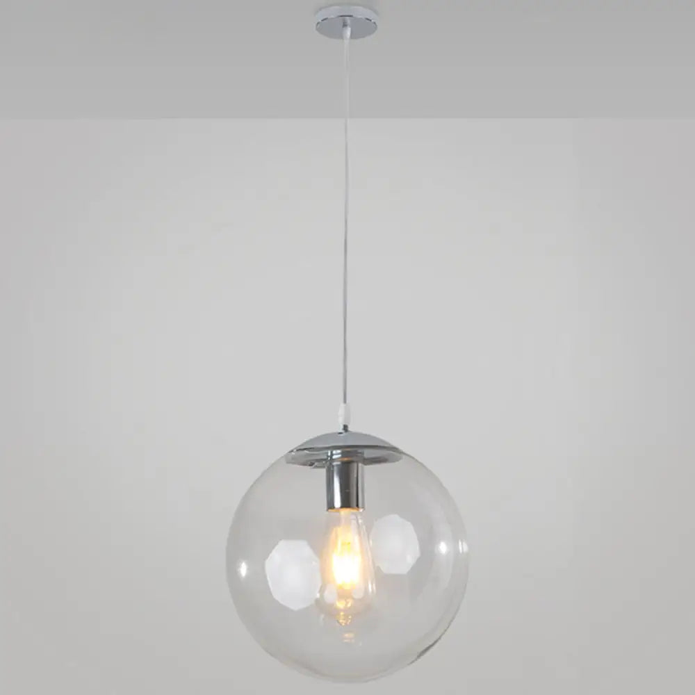 Minimalist Transparent Glass Ball Pendant Light With 39’ Hanging Wire Silver / 14’