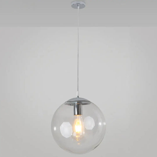 Minimalist Transparent Glass Ball Pendant Light With 39’ Hanging Wire Silver / 14’