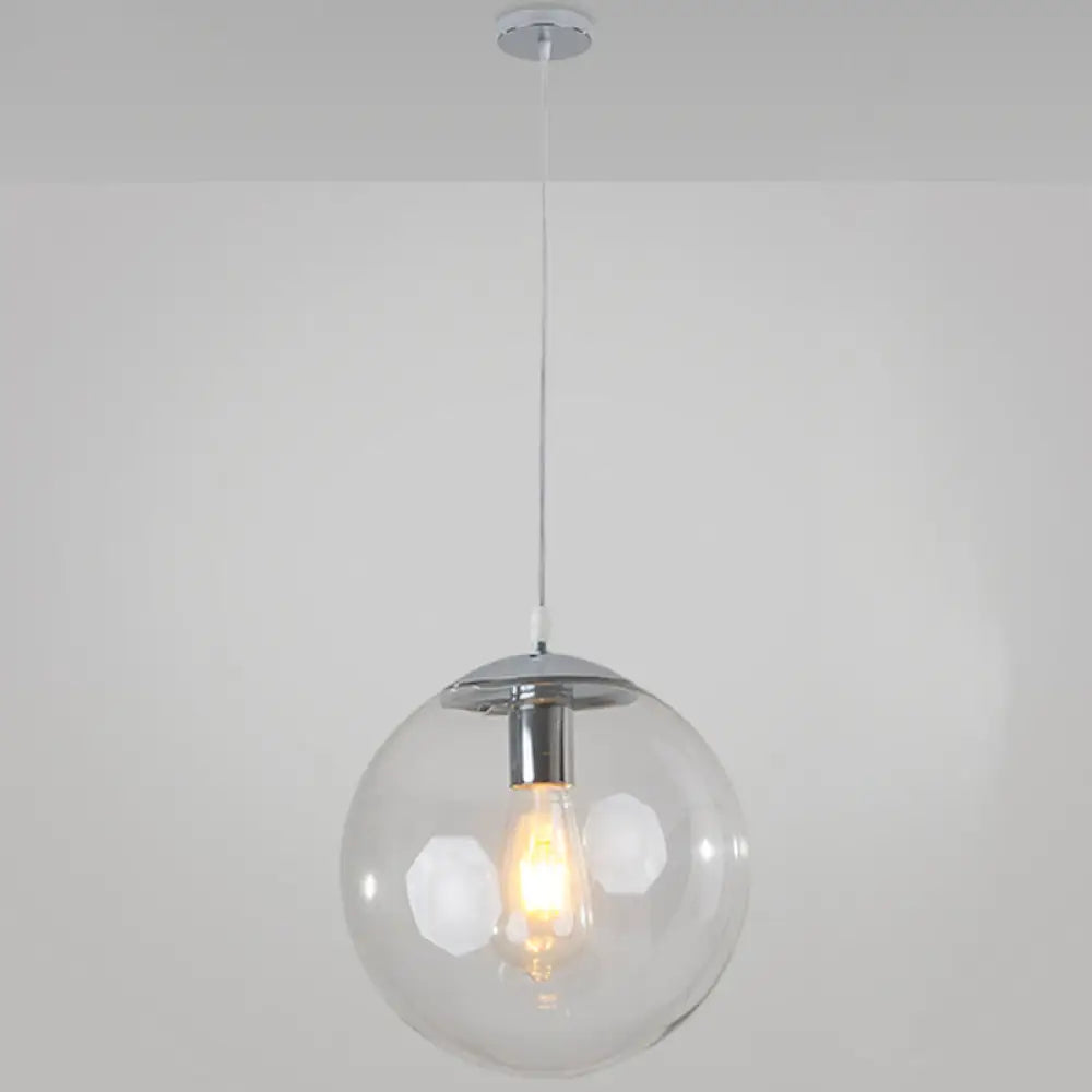 Minimalist Transparent Glass Ball Pendant Light With 39’ Hanging Wire Silver / 16’