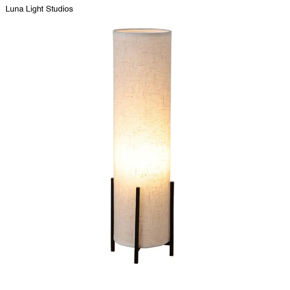 Minimalist Tubular Fabric Nightstand Light - Beige 1-Light Reading Lamp