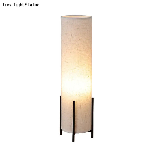 Minimalist Tubular Fabric Nightstand Light - Beige 1-Light Reading Lamp