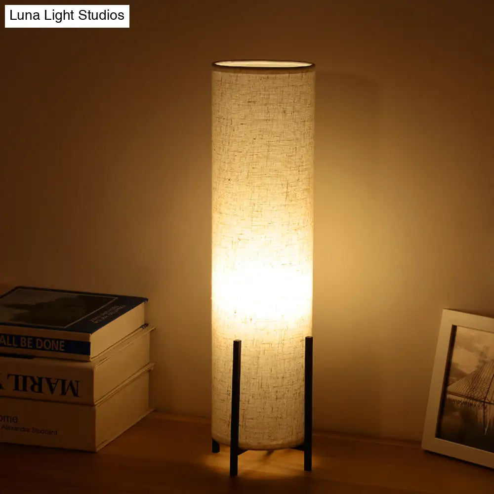 Minimalist Tubular Fabric Nightstand Light - Beige 1-Light Reading Lamp