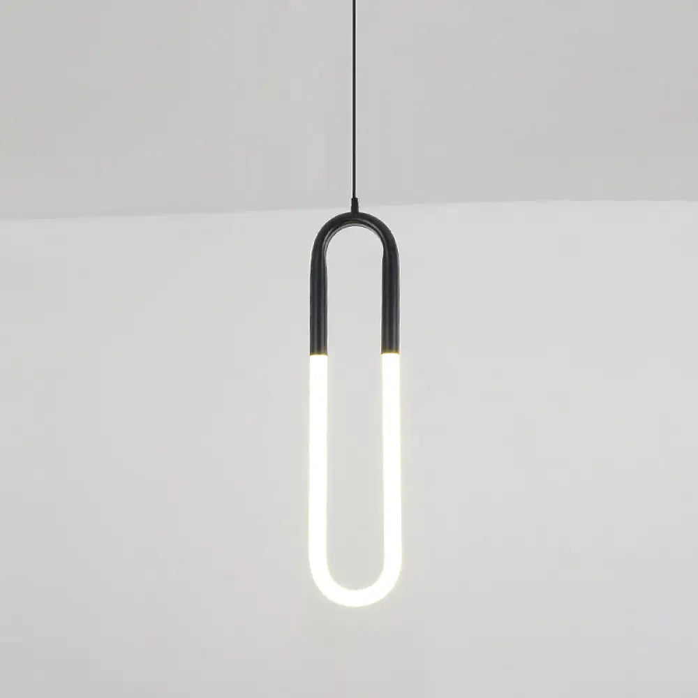 Minimalist U-Shaped Acrylic Led Ceiling Pendant Light Fixture For Living Room Black