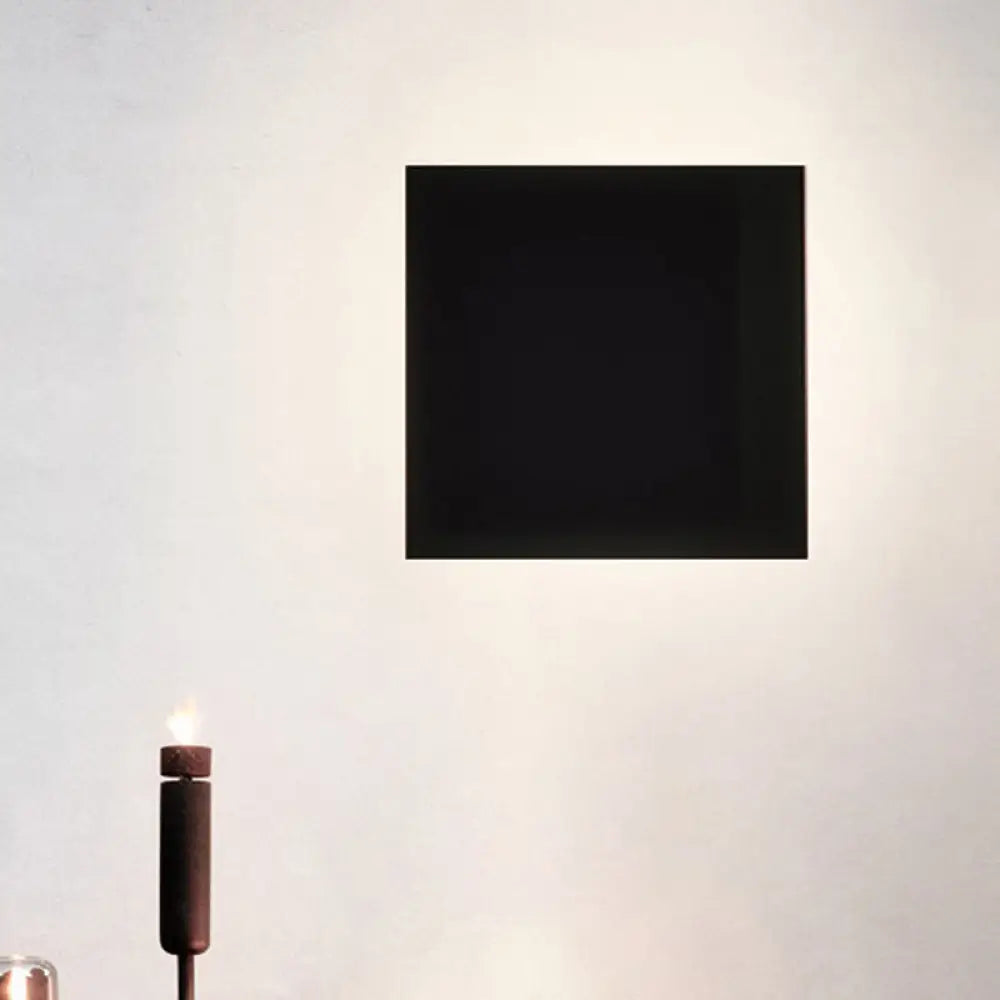 Minimalist Ultra-Thin Wall Washer Light With Square Metal Shade - Led Living Room Sconce Lighting In