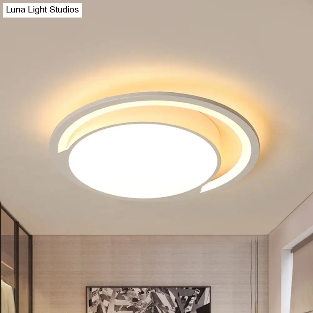 Minimalist White Acrylic Led Ceiling Light - 16/19.5 Wide Flush-Mount Fixture With Handgrip