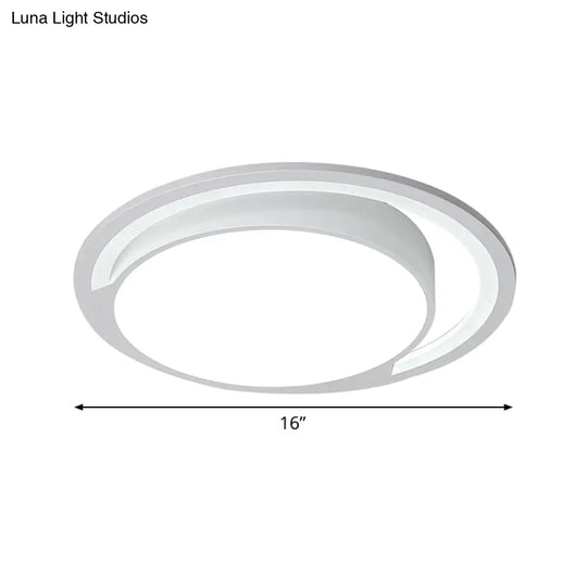 Minimalist White Acrylic Led Ceiling Light - 16’/19.5’ Wide Flush-Mount Fixture With Handgrip