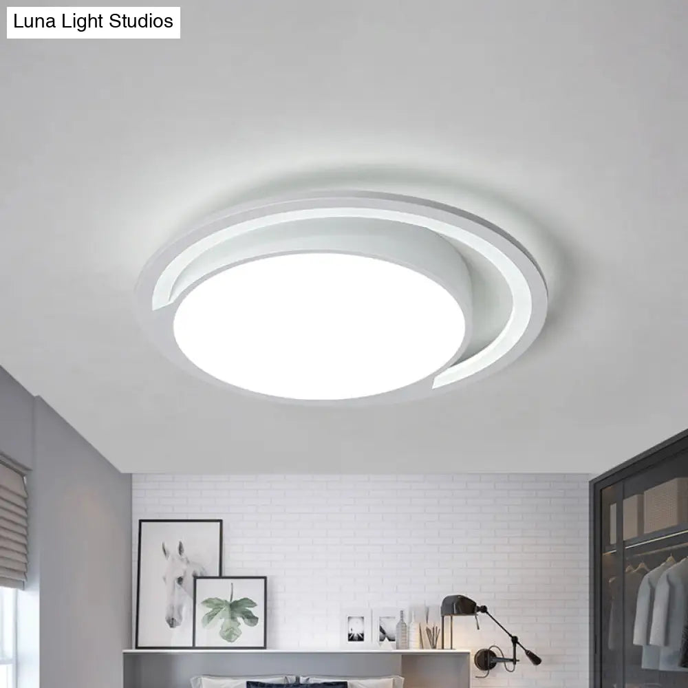 Minimalist White Acrylic Led Ceiling Light - 16/19.5 Wide Flush-Mount Fixture With Handgrip
