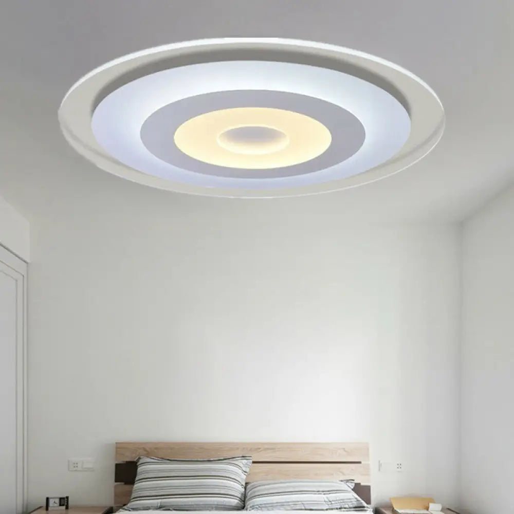 Minimalist White Acrylic Led Flush Mount Ceiling Light With Extra-Thin Round Design / 16.5’ Inner