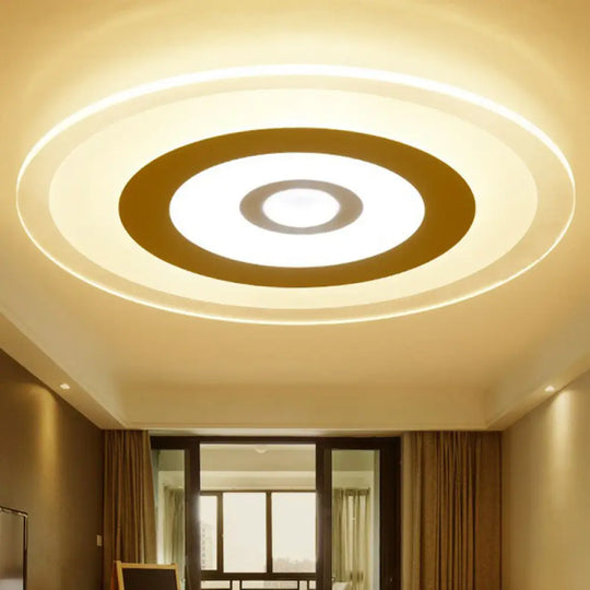 Minimalist White Acrylic Led Flush Mount Ceiling Light With Extra-Thin Round Design / 16.5’ Warm