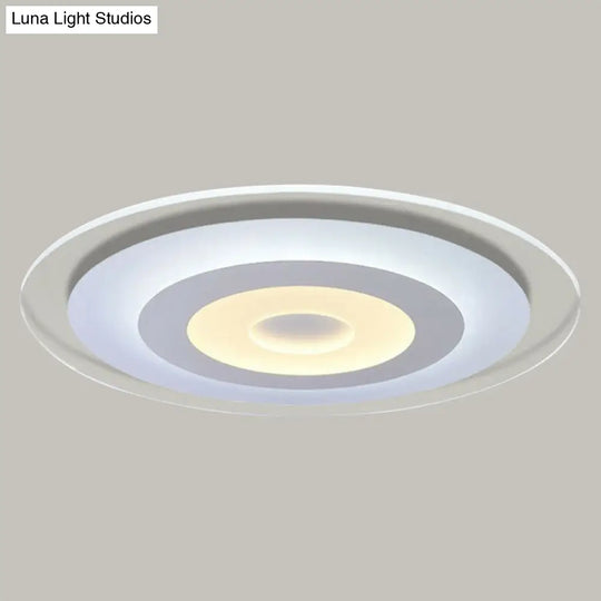 Minimalist White Acrylic Led Flush Mount Ceiling Light With Extra-Thin Round Design