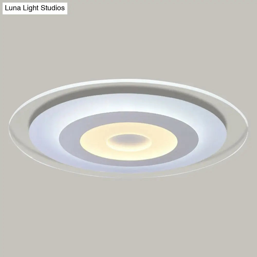 Minimalist White Acrylic Led Flush Mount Ceiling Light With Extra-Thin Round Design