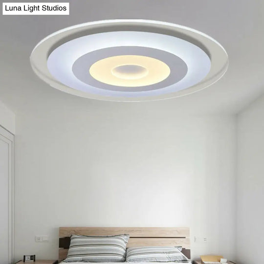 Minimalist White Acrylic Led Flush Mount Ceiling Light With Extra-Thin Round Design / 16.5 Inner