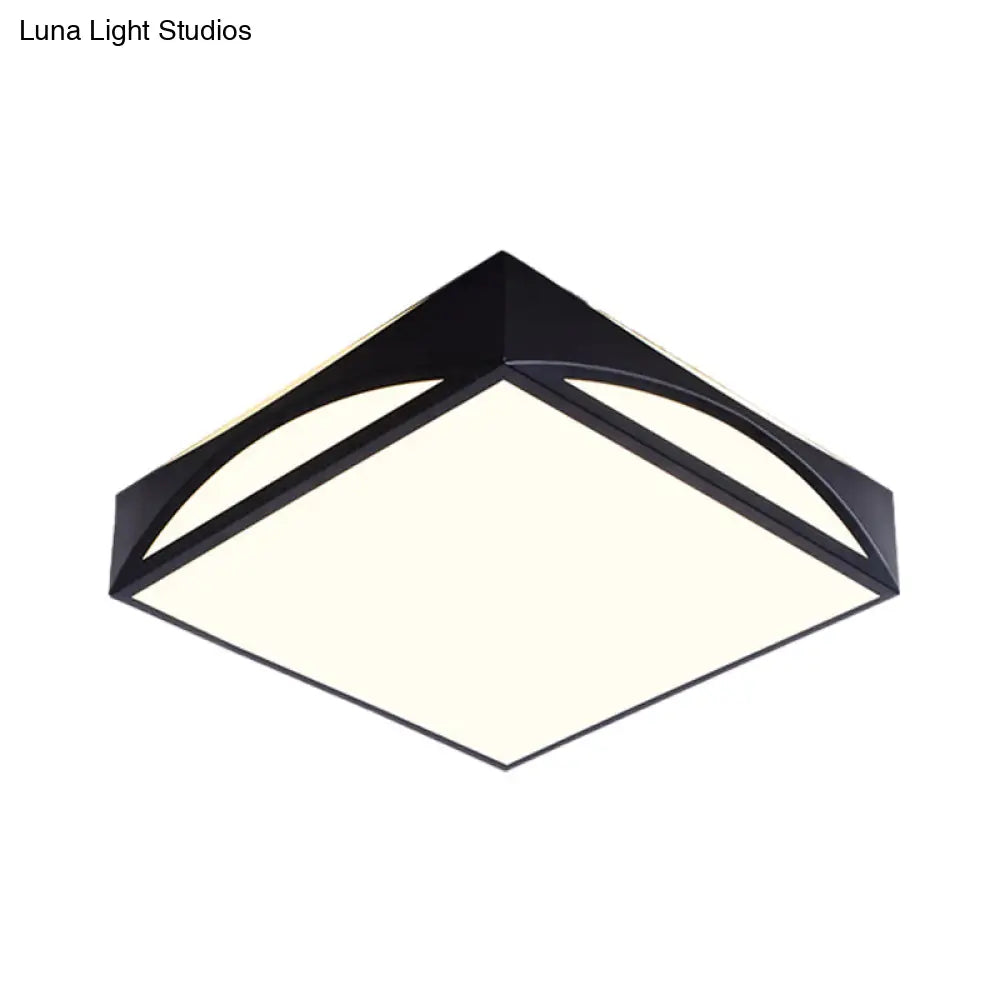 Minimalist White/Black Squared Box Flush Mount Light - 18.5/22.5 W Led Metallic Ceiling Lamp In