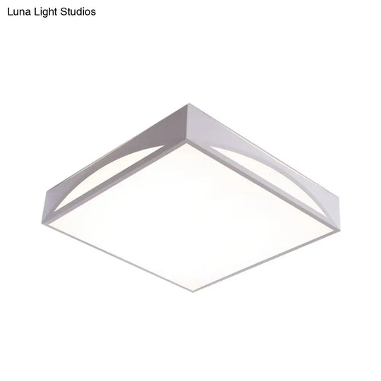 Minimalist White/Black Squared Box Flush Mount Light - 18.5/22.5 W Led Metallic Ceiling Lamp In