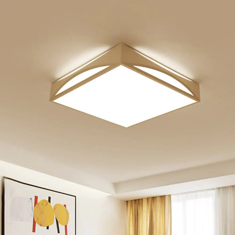 Minimalist White/Black Squared Box Flush Mount Light - 18.5’/22.5’ W Led Metallic Ceiling Lamp