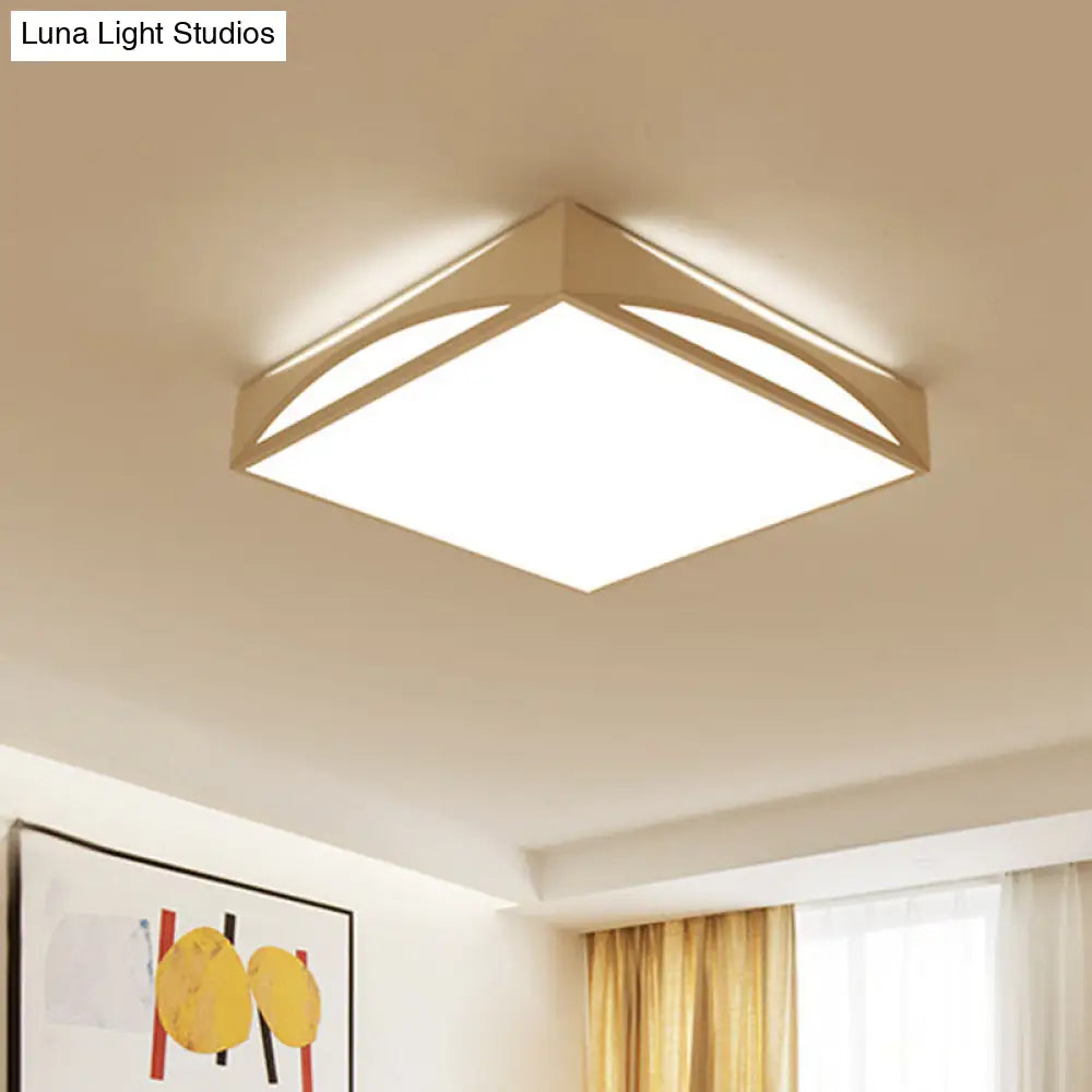 Minimalist White/Black Squared Box Flush Mount Light - 18.5/22.5 W Led Metallic Ceiling Lamp In