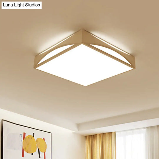 Minimalist White/Black Squared Box Flush Mount Light - 18.5/22.5 W Led Metallic Ceiling Lamp In