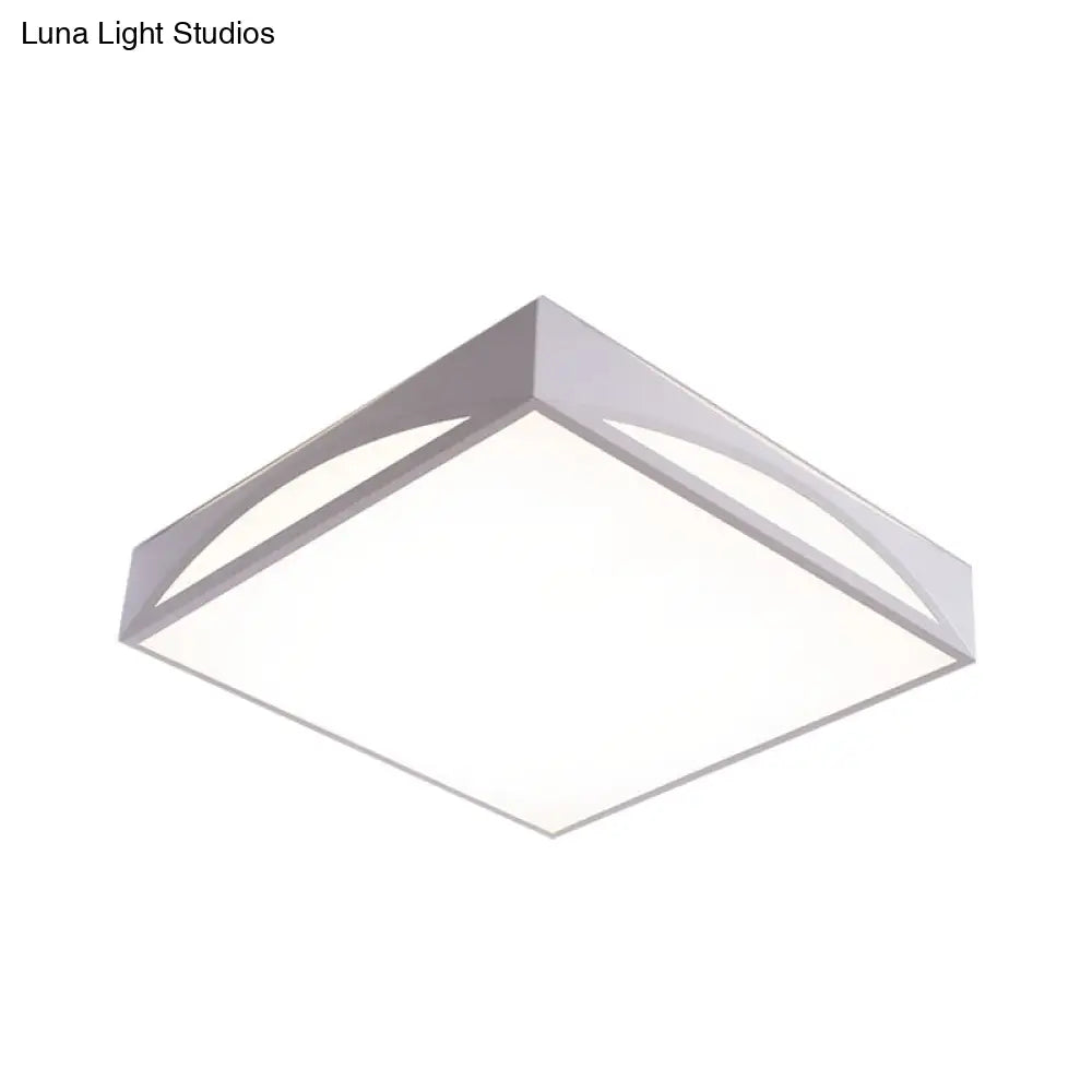 Minimalist White/Black Squared Box Flush Mount Light - 18.5/22.5 W Led Metallic Ceiling Lamp In