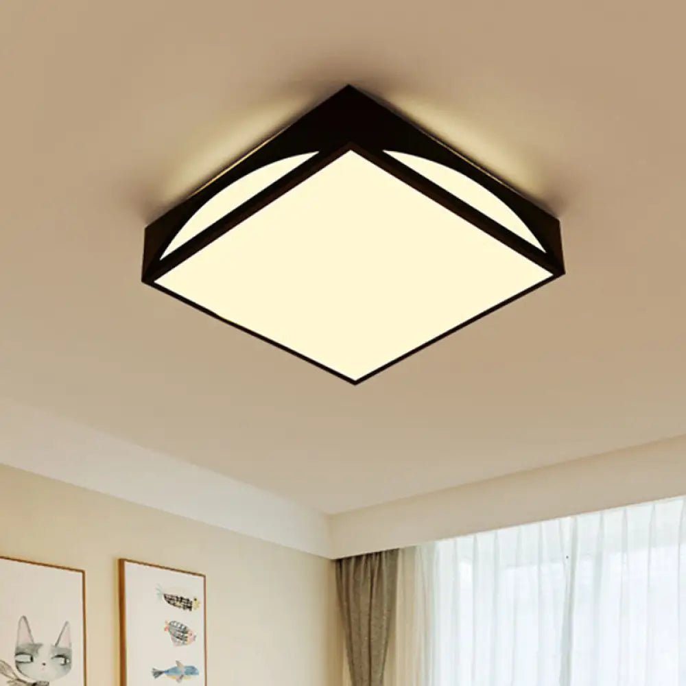 Minimalist White/Black Squared Box Flush Mount Light - 18.5’/22.5’ W Led Metallic Ceiling Lamp