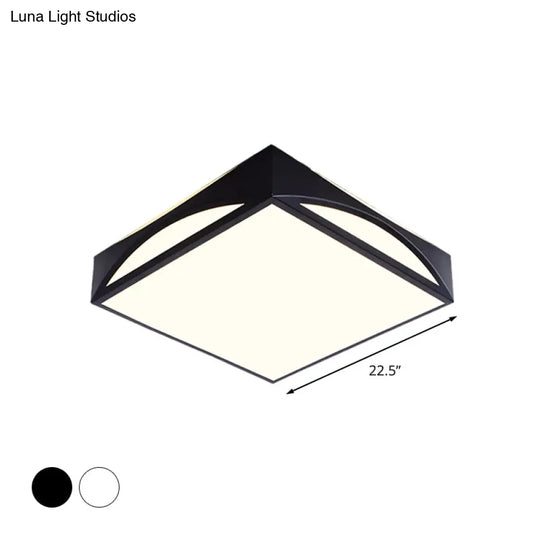 Minimalist White/Black Squared Box Flush Mount Light - 18.5’/22.5’ W Led Metallic Ceiling Lamp