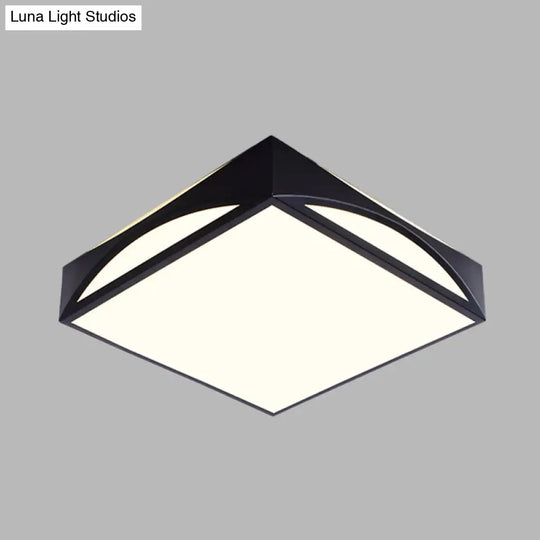 Minimalist White/Black Squared Box Flush Mount Light - 18.5/22.5 W Led Metallic Ceiling Lamp In