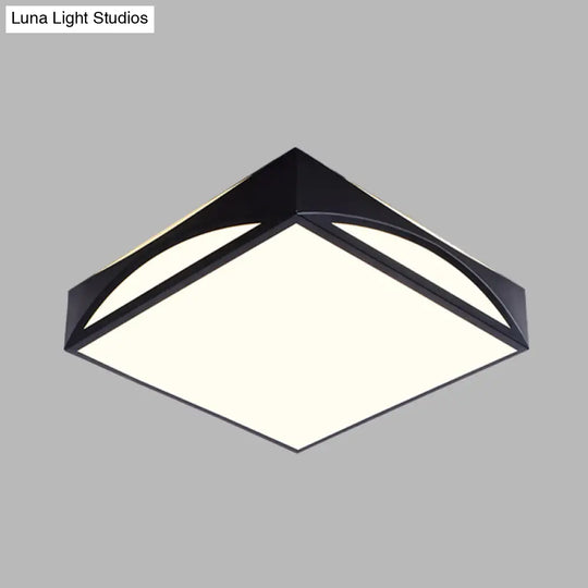 Minimalist White/Black Squared Box Flush Mount Light - 18.5’/22.5’ W Led Metallic Ceiling Lamp