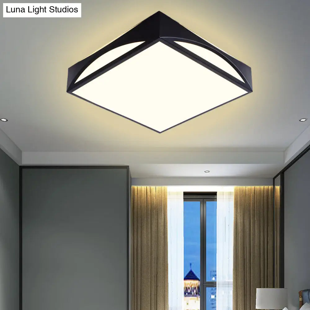 Minimalist White/Black Squared Box Flush Mount Light - 18.5/22.5 W Led Metallic Ceiling Lamp In