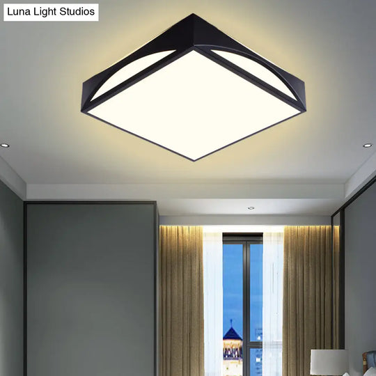 Minimalist White/Black Squared Box Flush Mount Light - 18.5/22.5 W Led Metallic Ceiling Lamp In